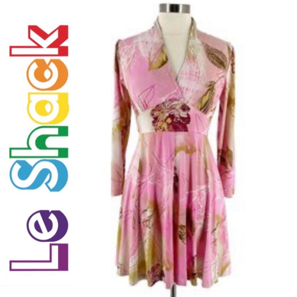 Le Shack by Tracy Feith Pink/Green Floral Tie Dress 4